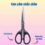 Kéo cắt giấy cán nhựa đen siêu bén, kéo cắt văn phòng đa năng thép không gỉ nhiều size .
