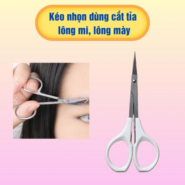 Kéo cắt tỉa lông mi,kéo cắt lông mày mũi nhọn cao cấp sắc bén có nắp nhựa bảo vệ mũi kéo