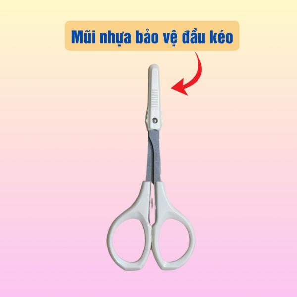 Kéo cắt tỉa lông mi,kéo cắt lông mày mũi nhọn cao cấp sắc bén có nắp nhựa bảo vệ mũi kéo