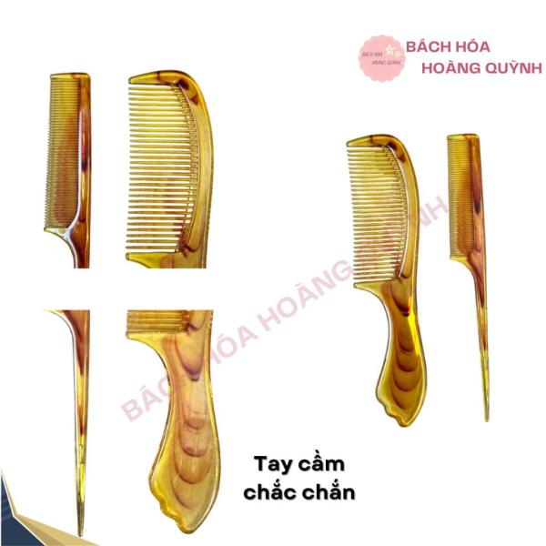 Lược chải tóc nhựa bộ 2 cây màu vàng vân gỗ BHHQ.