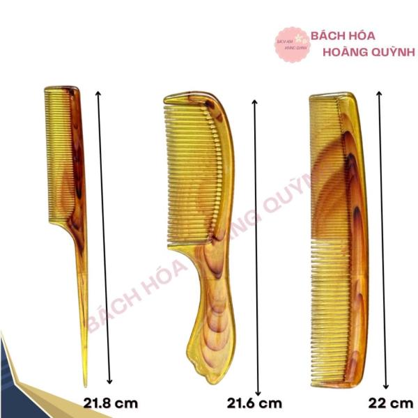 Lược chải tóc nhựa bộ 2 cây màu vàng vân gỗ BHHQ.