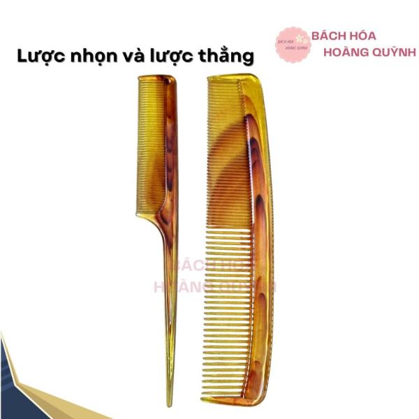 Lược chải tóc nhựa bộ 2 cây màu vàng vân gỗ BHHQ.