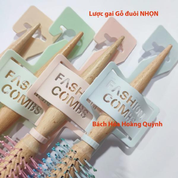 Lược gai gỡ rối tóc, tạo kiểu tóc, massage da đầu loại TRÒN cán gỗ xinh xắn
