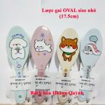 Lược gai gỡ rối tóc, tạo kiểu tóc, massage da đầu loại OVAL cán nhựa,size nHỎ, họa tiết ngẫu nhiên