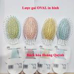 Lược gai gỡ rối tóc, tạo kiểu tóc, massage da đầu loại OVAL cán nhựa,size nHỎ, họa tiết ngẫu nhiên