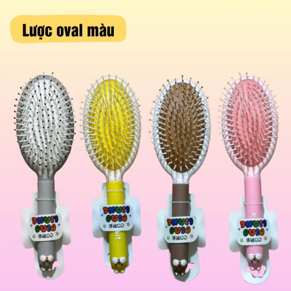 Lược gai gỡ rối tóc, tạo kiểu tóc, massage da đầu loại OVAL cán thú xinh xắn