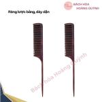 Lược gỗ chải tóc đuôi nhọn rẽ ngôi chia tóc màu nâu đậm