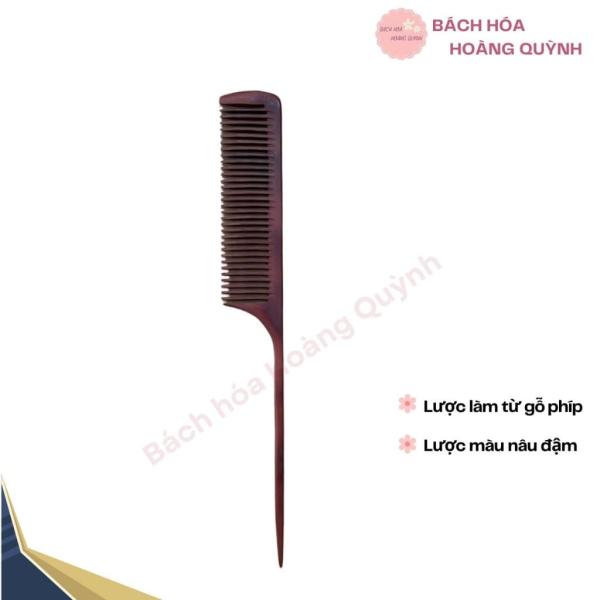 Lược gỗ chải tóc đuôi nhọn rẽ ngôi chia tóc màu nâu đậm