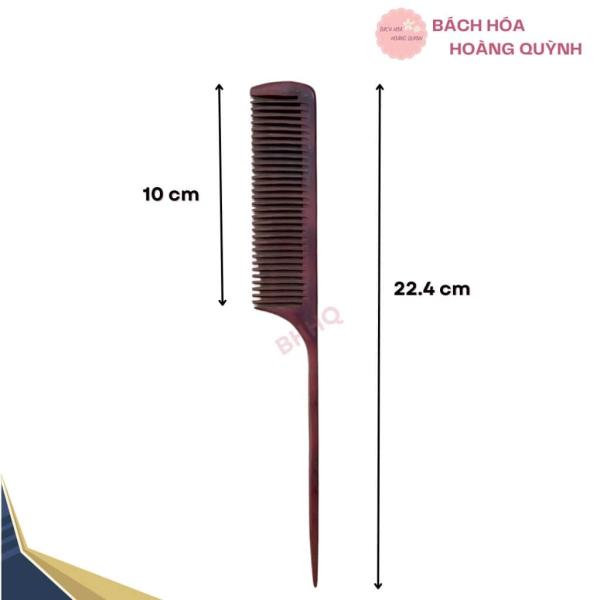 Lược gỗ chải tóc đuôi nhọn rẽ ngôi chia tóc màu nâu đậm