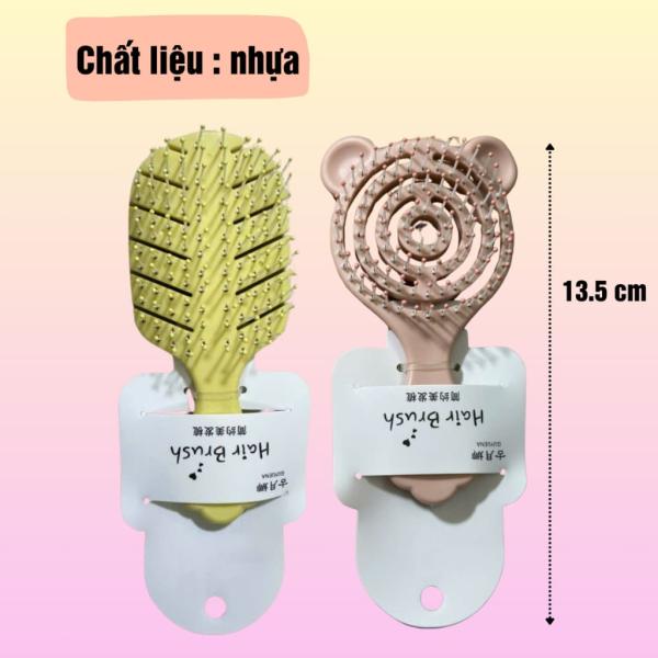 Lược gai gỡ rối tóc, tạo kiểu tóc, massage da đầu size nhỏ 13.5cm cán nhựa màu pastel xinh xắn.