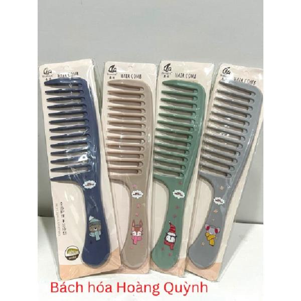 Lược răng thưa đại - lược xù đại cao cấp có họa tiết chuyên chải tóc xoăn tóc rối