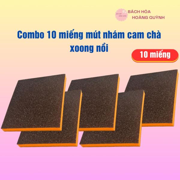 10 miếng cước nhám cam chà nồi,rửa chén bát, miếng chà nhám 2 mặt, mút nhám đa năng loại bỏ rỉ sét, vệ sinh vết ố.