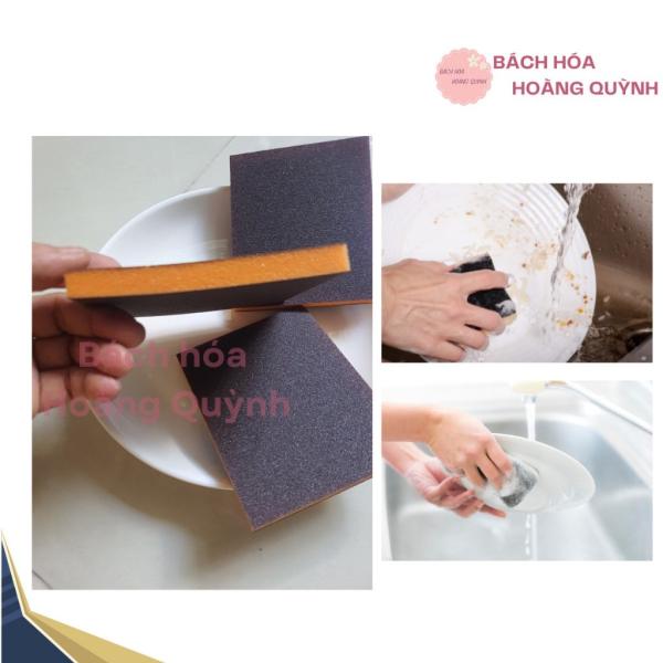 10 miếng cước nhám cam chà nồi,rửa chén bát, miếng chà nhám 2 mặt, mút nhám đa năng loại bỏ rỉ sét, vệ sinh vết ố.