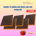 10 miếng cước nhám cam chà nồi,rửa chén bát, miếng chà nhám 2 mặt, mút nhám đa năng loại bỏ rỉ sét, vệ sinh vết ố.