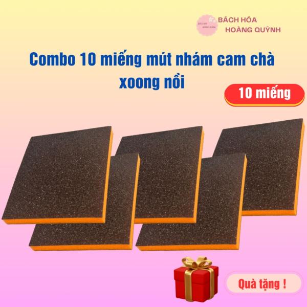 10 miếng cước nhám cam chà nồi,rửa chén bát, miếng chà nhám 2 mặt, mút nhám đa năng loại bỏ rỉ sét, vệ sinh vết ố.