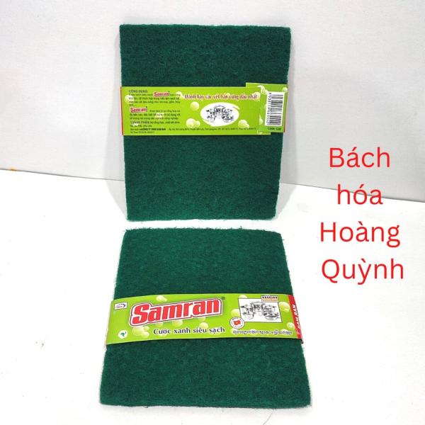 3 miếng cước xanh rửa chén cỡ lớn SAMRAN 13.5 x 16.5 cm