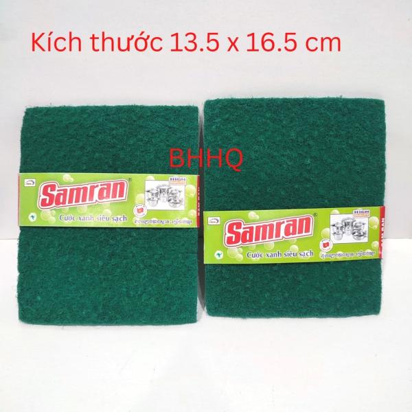 3 miếng cước xanh rửa chén cỡ lớn SAMRAN 13.5 x 16.5 cm