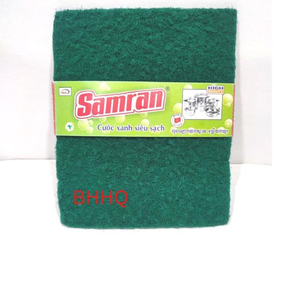 3 miếng cước xanh rửa chén cỡ lớn SAMRAN 13.5 x 16.5 cm