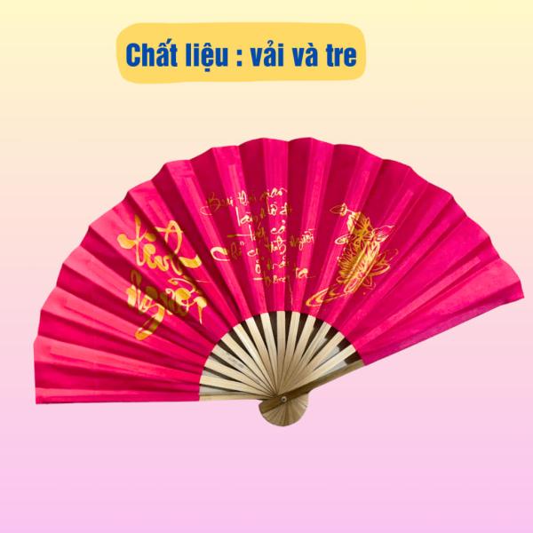 Quạt vải in chữ thư pháp giúp làm mát, múa quạt, quạt vải lụa du lịch dã ngoại nhiều màu sắc, shop giao màu ngẫu nhiên.
