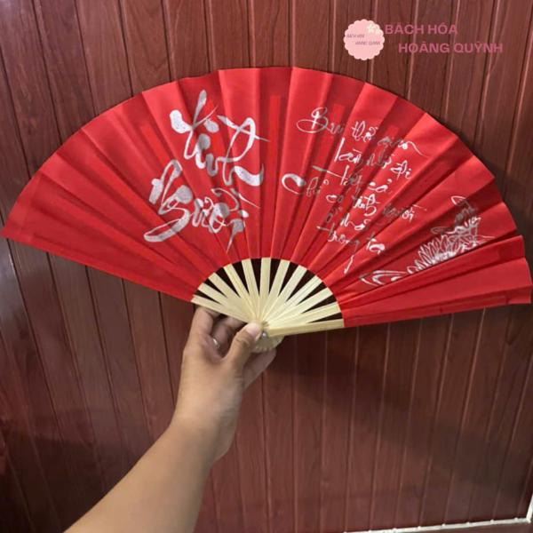 Quạt vải in chữ thư pháp giúp làm mát, múa quạt, quạt vải lụa du lịch dã ngoại nhiều màu sắc, shop giao màu ngẫu nhiên.