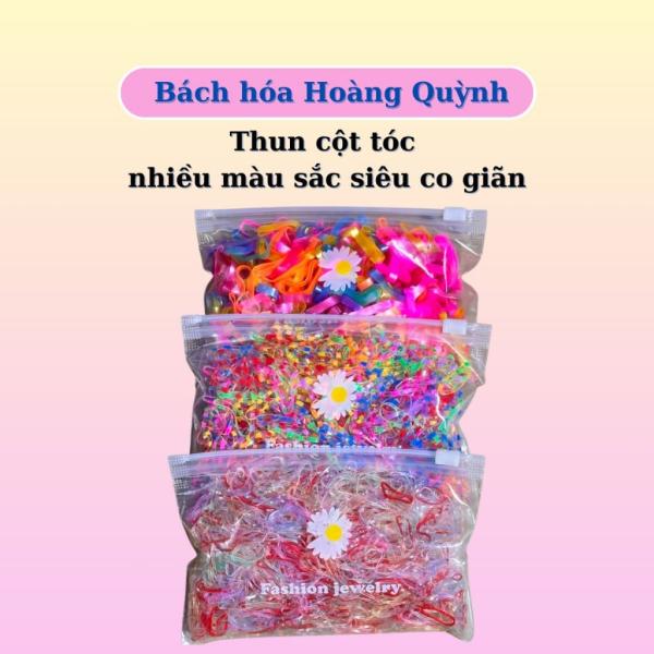 Thun cột tóc nhiều màu siêu co giãn có túi zip, chun cột tóc cho mẹ và bé.