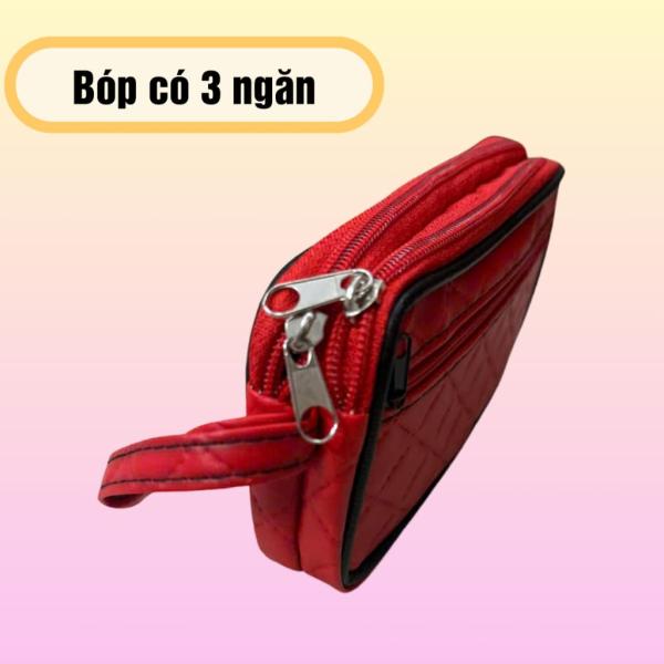 Ví nữ cầm tay 3 ngăn vải da mềm, bóp nữ 3 ngăn siêu bền, nhiều màu sắc (ngẫu nhiên)